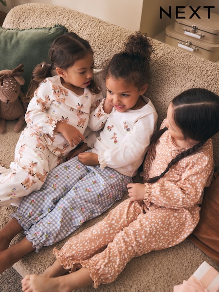 Ecru/Brown Deer - Jogger Pyjamas Set 3 Pack (9mths-12yrs)