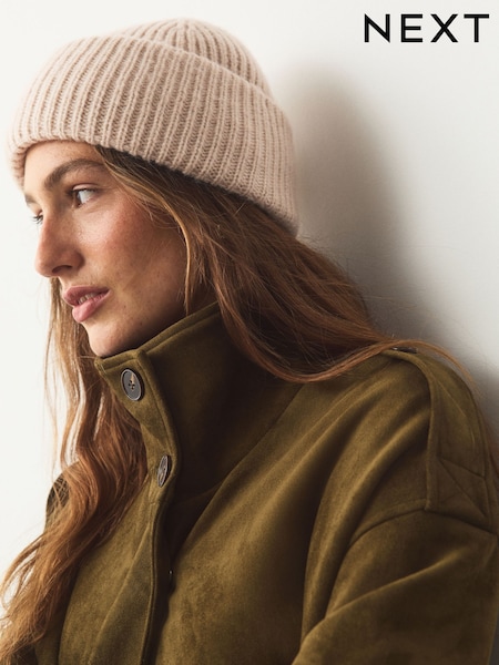 Oatmeal - Ribbed Beanie Hat
