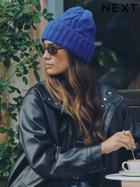 Cobalt Blue - Cable Knitted Beanie Hat