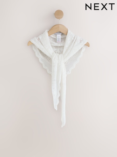 Ecru - Crochet Triangle Scarf
