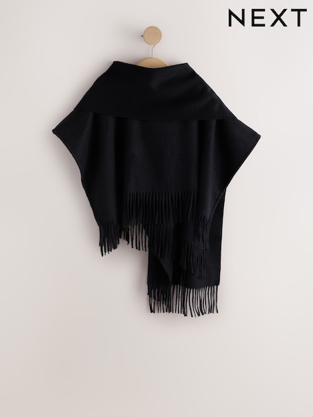 Black Fringe - Midweight Fringed Shawl Scarf