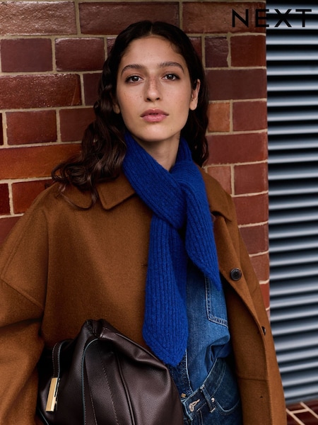 Cobalt Blue - Knitted Ribbed Scarf