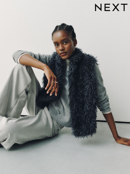 Grey - Faux Fur Gilet