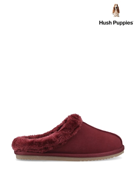 Red - Hush Puppies Amara Faux Fur Lined Winter Slippers