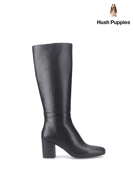 Black - Hush Puppies Oprah Leather Long Boots