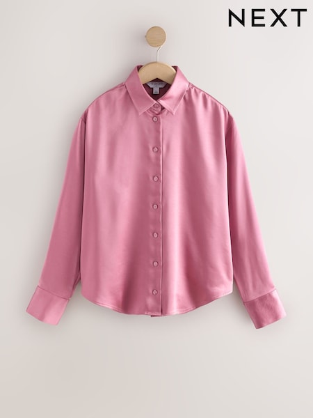 Pink - Satin Long Sleeve Shirt