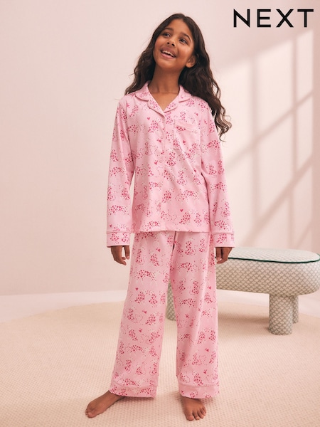 Pink Leapord Print - Jersey Button Through Pyjamas (3-16yrs)