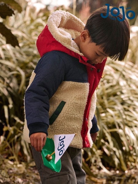 Navy Blue - Jojo Maman Bébé Quilted Colourblock Jacket