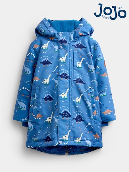 Denim Blue Dinosaur - Jojo Maman Bébé Dino Print Cosy Lined Parka