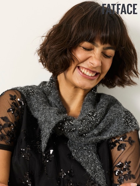 siva - Fatface Floral Sequin Triangle Scarf