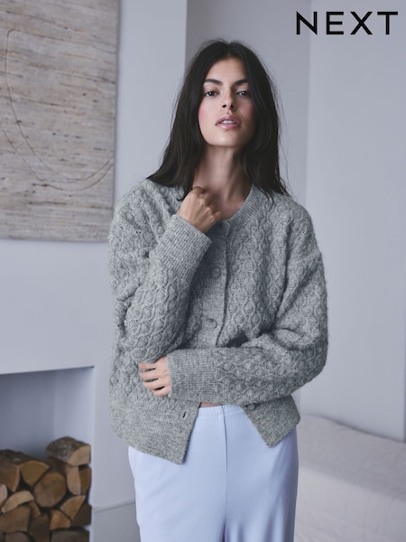 Grey - Knitted Cardigan