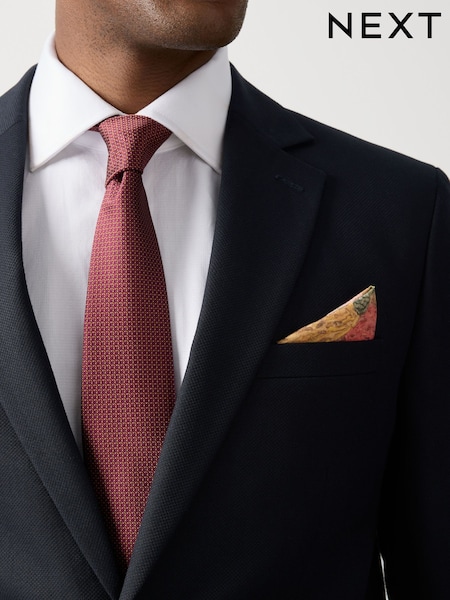 Rust Red - Regular Tie Pocket And Square Set