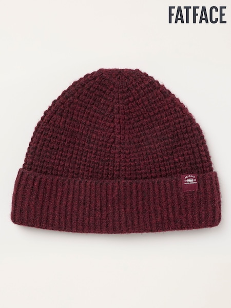 Roșu vișiniu - Regular Fatface Fisherman Waffle Beanie