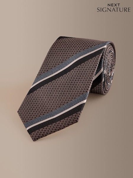 브라운 - Regular Signature Stripe Tie