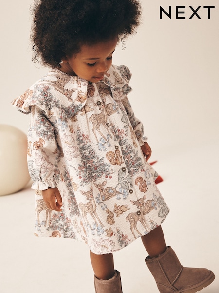 Cream Christmas - Long Sleeve Collar Dress (3mths-7yrs)