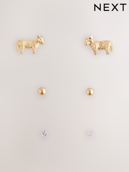 Gold Tone Hamish - Komplet 3 majhnih uhanov