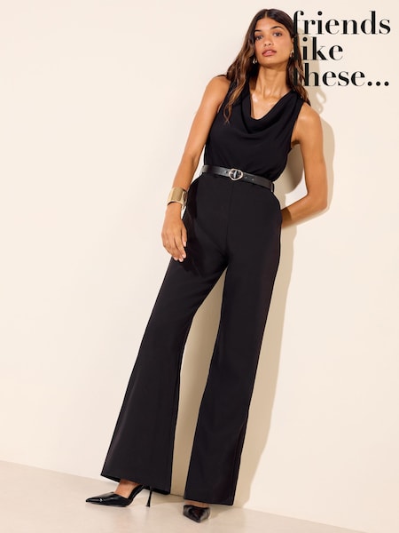 Černý - Friends Like These Cowl Neck Belted Jumpsuit
