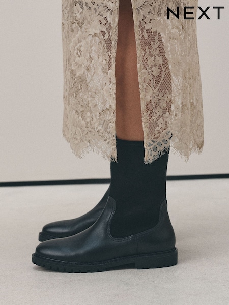 Black - Forever Comfort® Leather Casual Midi Boots