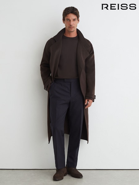 Navy - Classic Fit Reiss Bold Wool Side-adjuster Suit Trousers