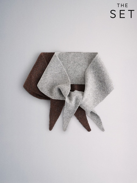 Grey/Chocolate Brown - The Set 2 Pack Skinny Neck Scarfs
