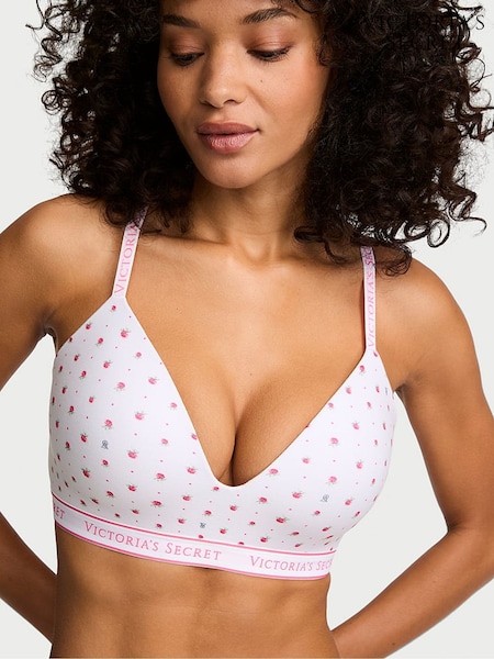 Pink Ditsy Floral - Victoria's Secret Cotton Logo Bra