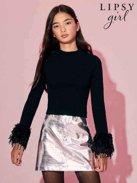 Juoda - Lipsy Faux Fur Cuff Party Top (7-16yrs)