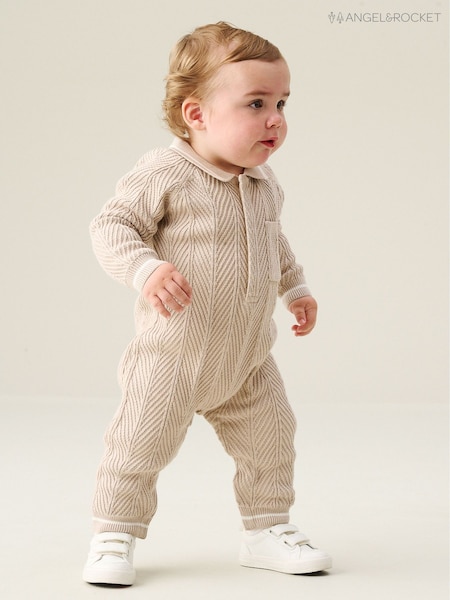 Natural - Angel & Rocket Bobby Smart Knit Romper
