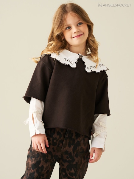 Brown - Angel & Rocket Haddie Mock Layered Sweat Top