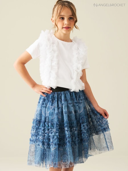 Blue - Angel & Rocket Isabelle Mesh Print Skirt