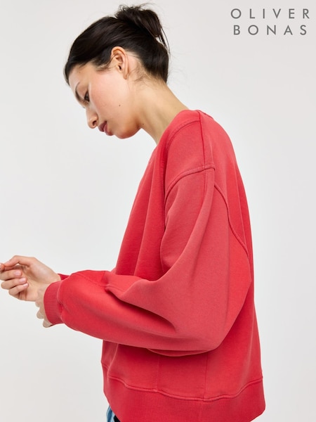 Red - Oliver Bonas Washed Seam Detail Sweatshirt