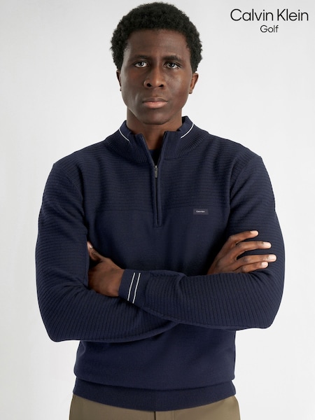 Blue - Regular Calvin Klein Golf Jupiter 1/2 Zip Sweater