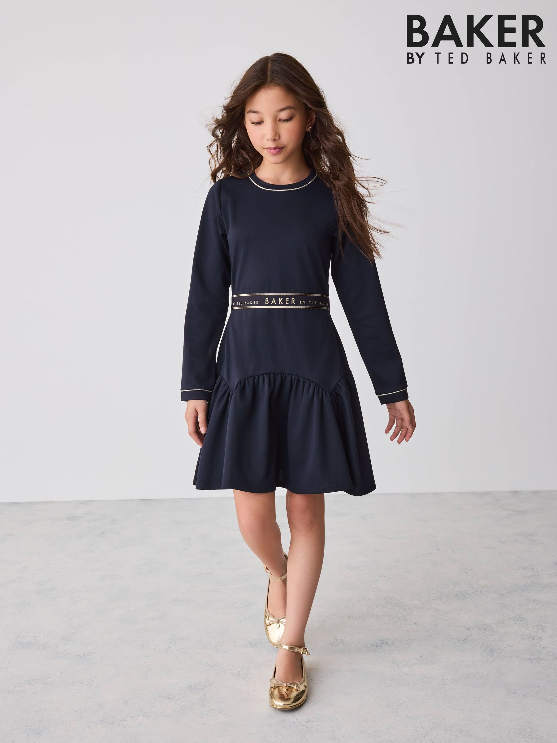 TED BAKER バイカラーフレアドレス　ワンピース　襟付き　レース　ブラック Ted Baker ガールズ ワンピース | Next Japan