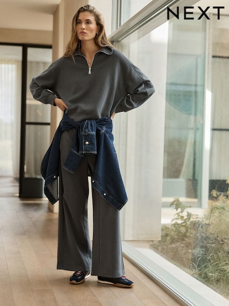 Charcoal Grey - N. Premium Slinky Wide Leg Joggers