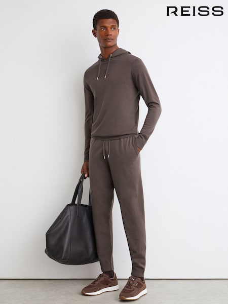 Ridge Marron - Regular Reiss Holland Merino Wool Drawstring Hoodie