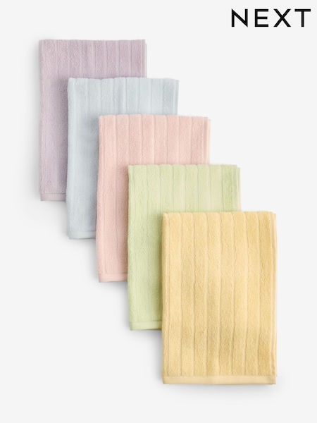 Set Of 5 Pastel Terry Tea Towels