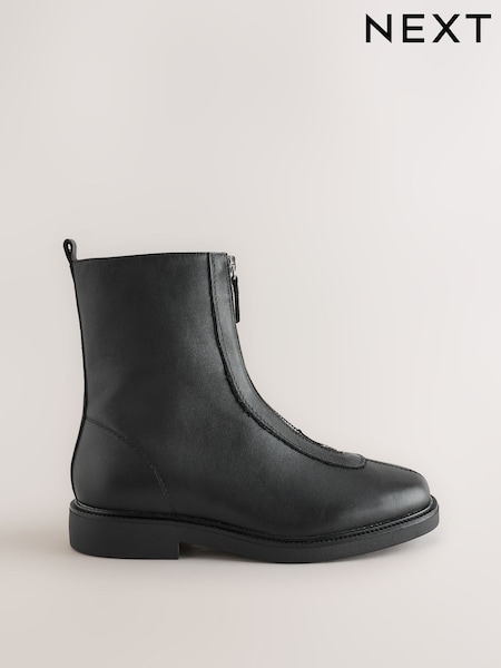 Black - Forever Comfort® Suede Front Zip Leather Boots