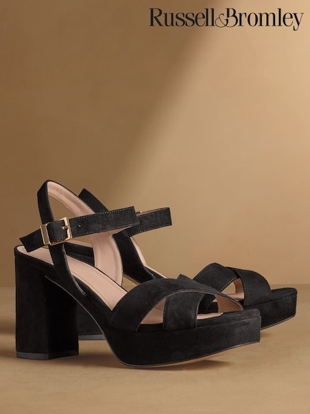 Black Suede - Russell & Bromley Onform Heeled Platform Sandals
