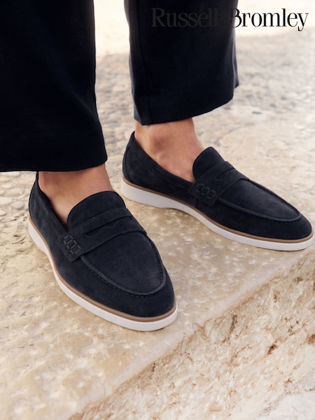 Navy Suede - Regular Russell & Bromley Benny Loafers