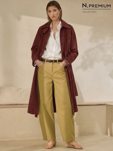 Tan Brown - N. Premium Barrel Leg Chino Trousers