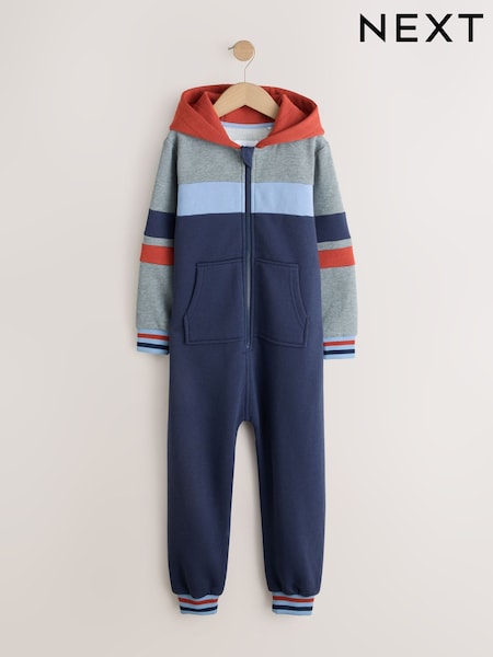 Blue/Grey Colourblock - Fleece All-in-one (3-16yrs)