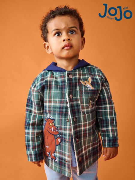 Ang Gruffalo Khaki Green - Jojo Maman Bébé Check Borg Hooded Shacket