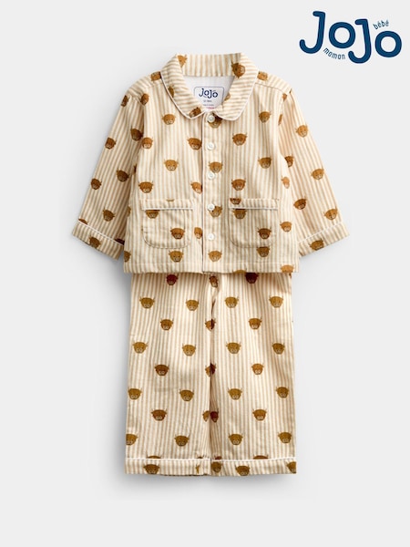 Stone - Jojo Maman Bébé Highland Cow Stripe Woven Pyjamas