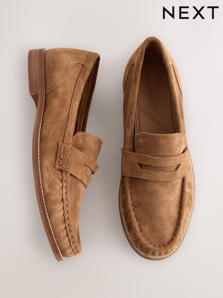 Tan Brown - Mga Loafer na may Ruched na Katad na Forever Comfort®