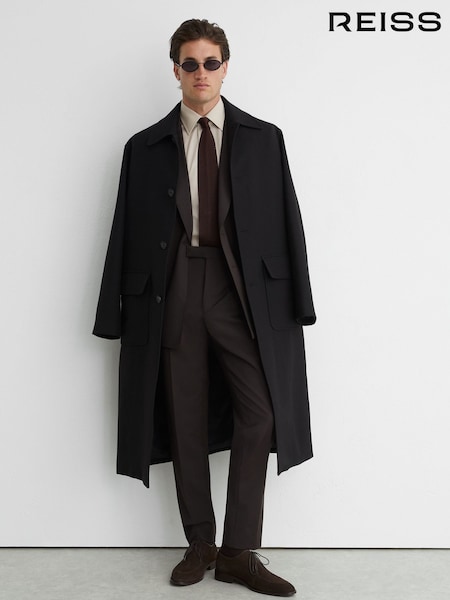 Chocolate Brown - Regular Reiss Dream Wool-blend Side-adjuster Suit Trousers Tailored-fit