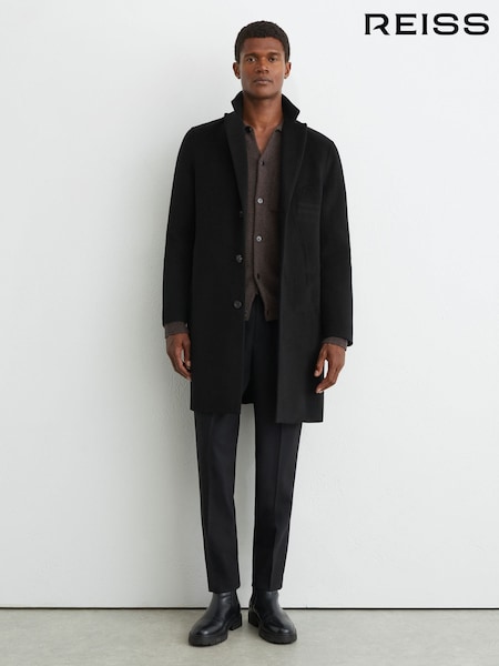 Negro - Regular Reiss Knight Wool-blend Single-breasted Epsom Coat