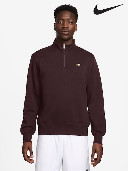 Crveno - Regular Nike Club Zip Fleece Sweatshirt