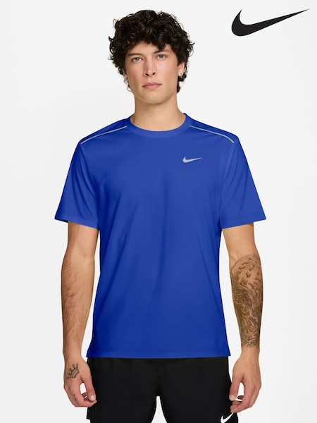 Hyper Blue - Regular Nike Miler Dri-fit Uv Running T-shirt
