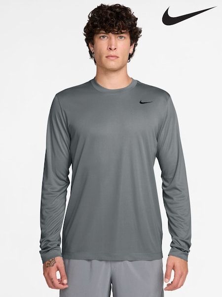 Grey - Regular Nike Dri-fit Long-sleeve Training T-shirt