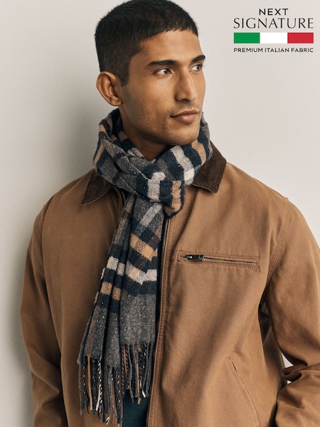 Pelēks rūtiņš - Regular Made In Italy Signature Scarf