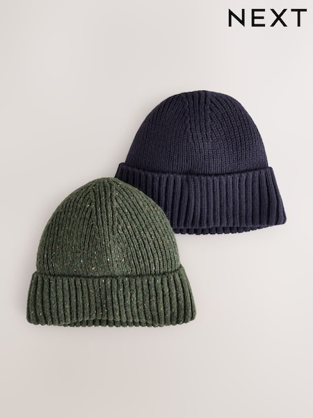 Navy Blue/Khaki Green - Regular Thinsulate Beanies 2 Pack